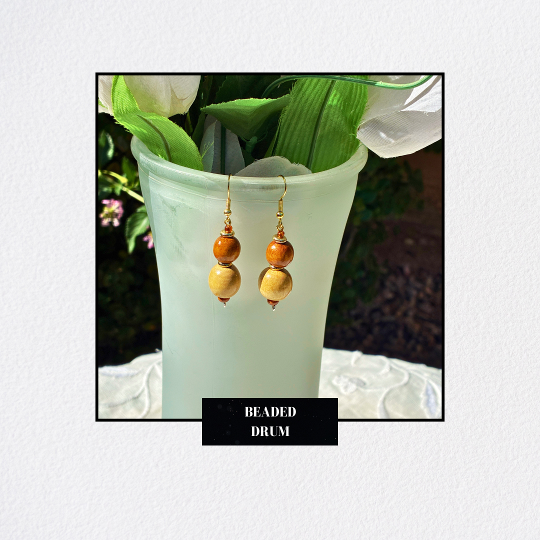 'Beaded Drum' Dangle earrings